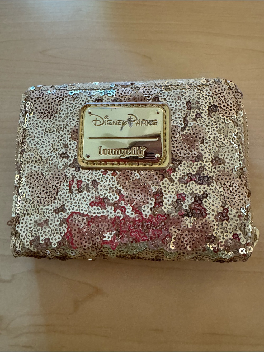 Disney Parks x Loungefly Minnie Mouse Gold Sequin Wallet NWOT - Picture 6 of 7